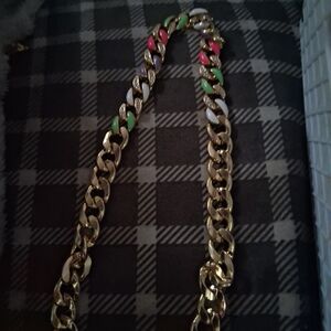 Gold Chain Necklace with Multicolor Accents